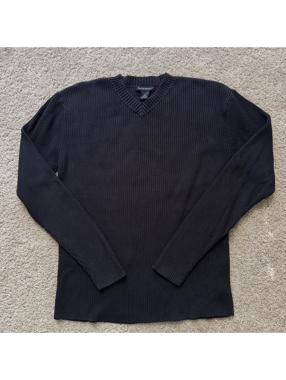 men’s east side westside ribbed vneck sweater size XL black